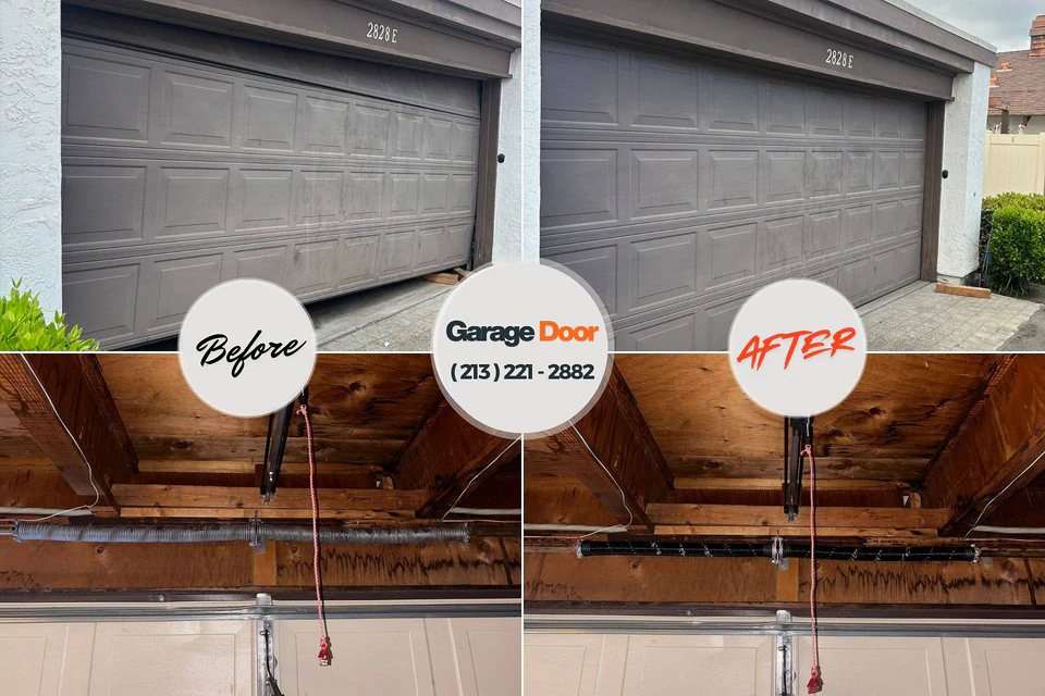 Before and after: garage door repair Pasadena Hills, FL